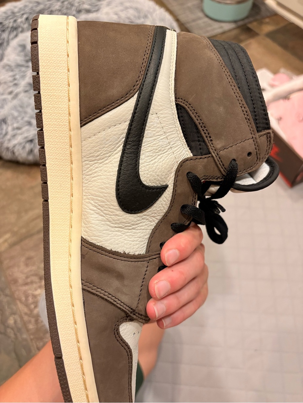 Nike Brown, White & Black High-Top Sneakers Travis Scott’s